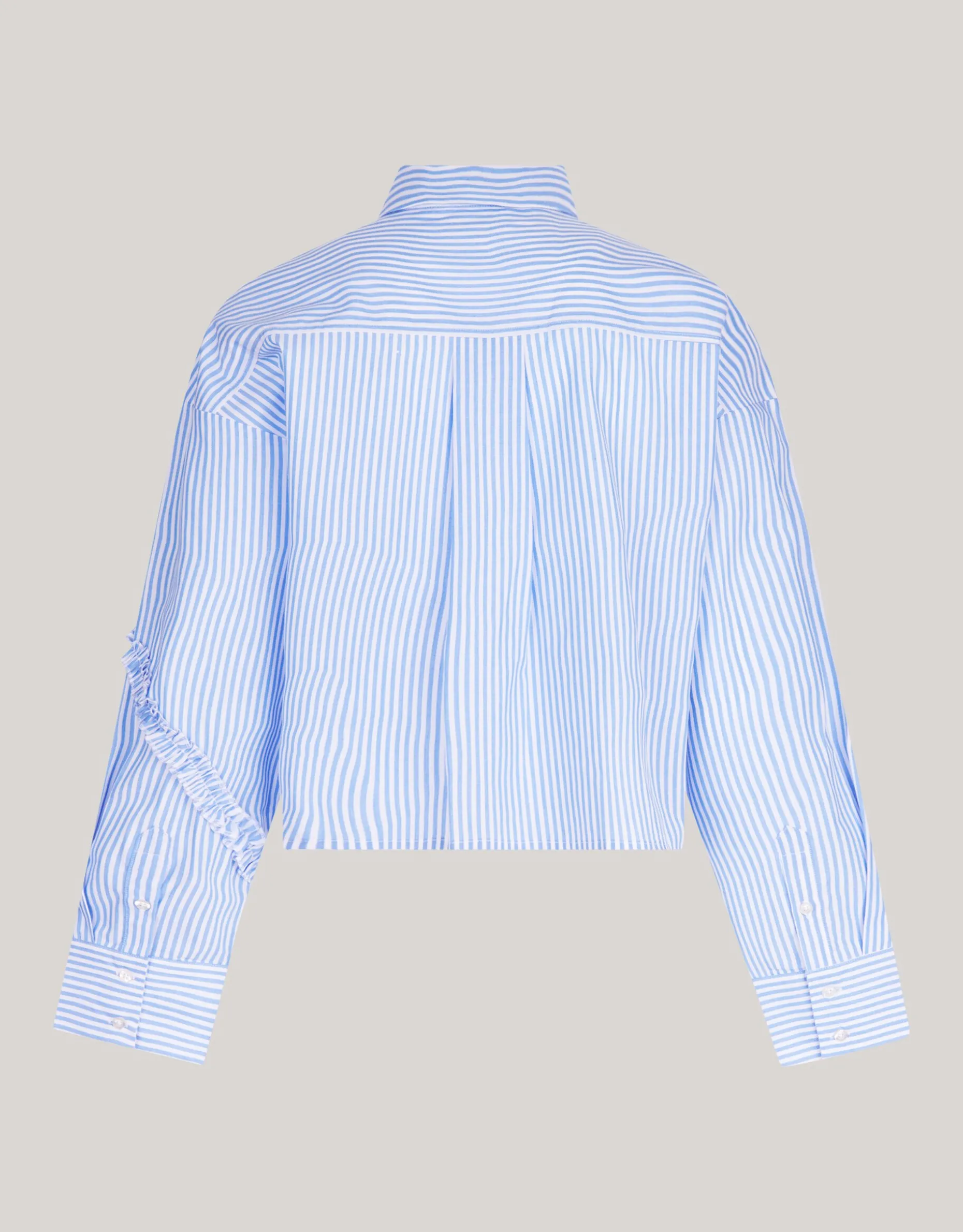 Pinstripe Ruffle Blouse Lichtblauw