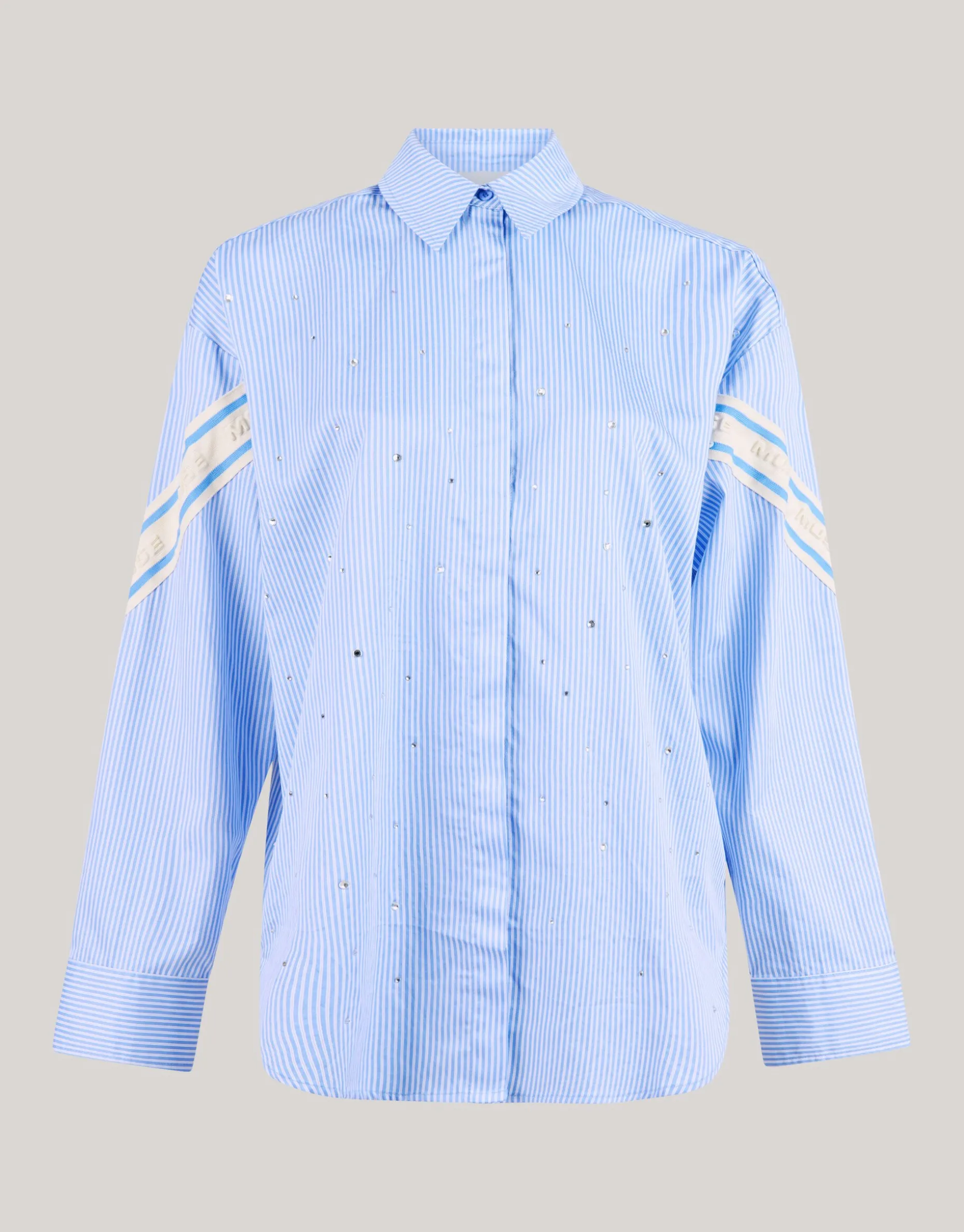 Pinstripe Strass Blouse Lichtblauw