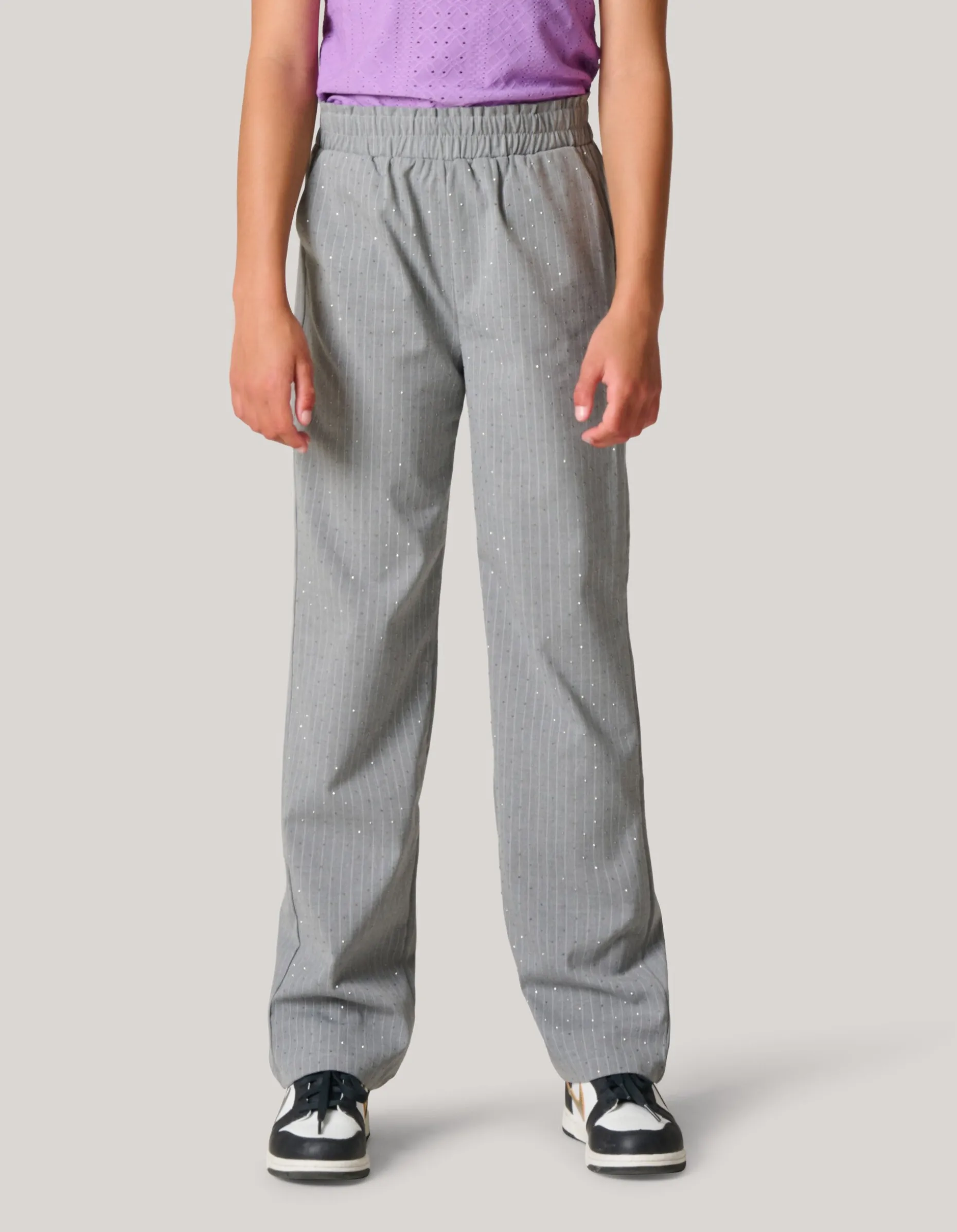 Pinstripe Strass Pantalon Lichtgrijs
