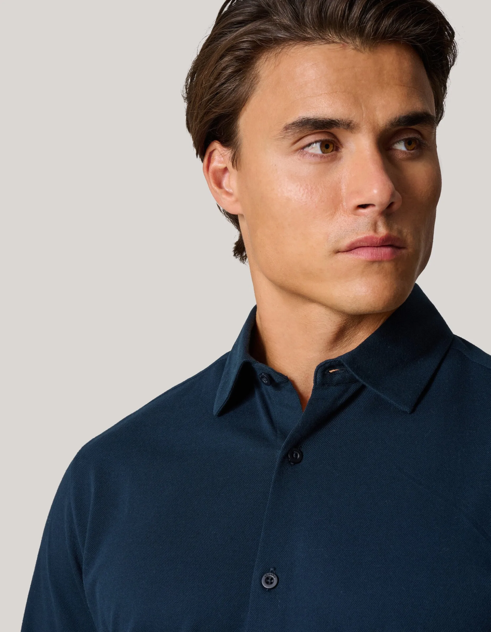 Pique Jersey Overhemd Donkerblauw