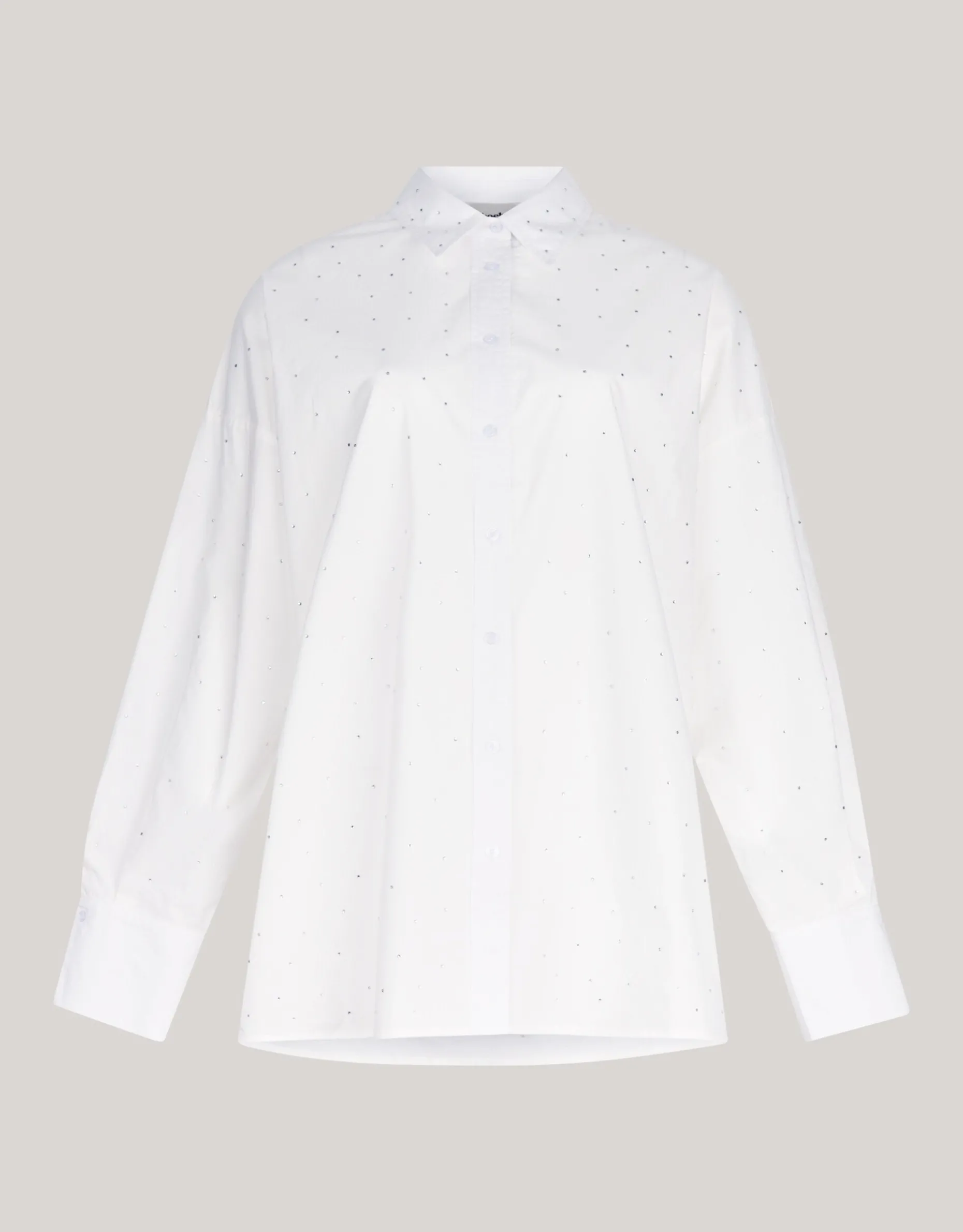 Poplin Strass Blouse Wit