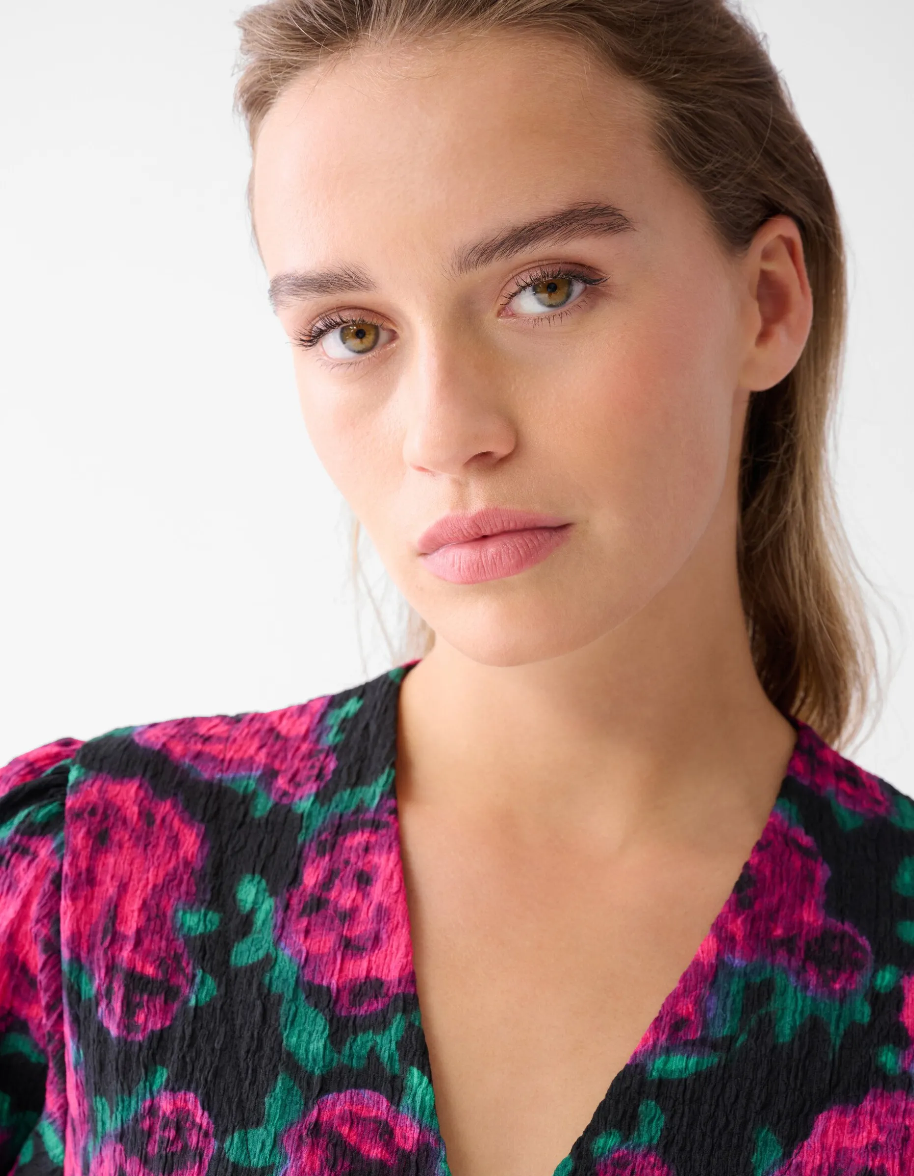 Printed Crinkle Jurk Zwart