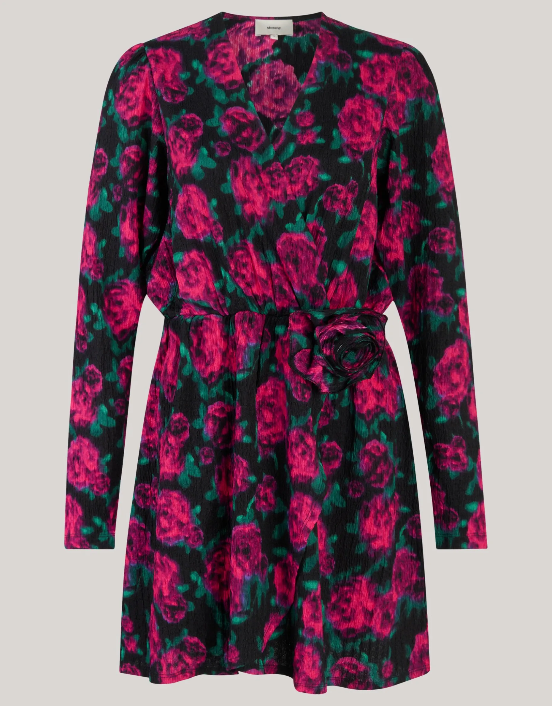Printed Crinkle Jurk Zwart