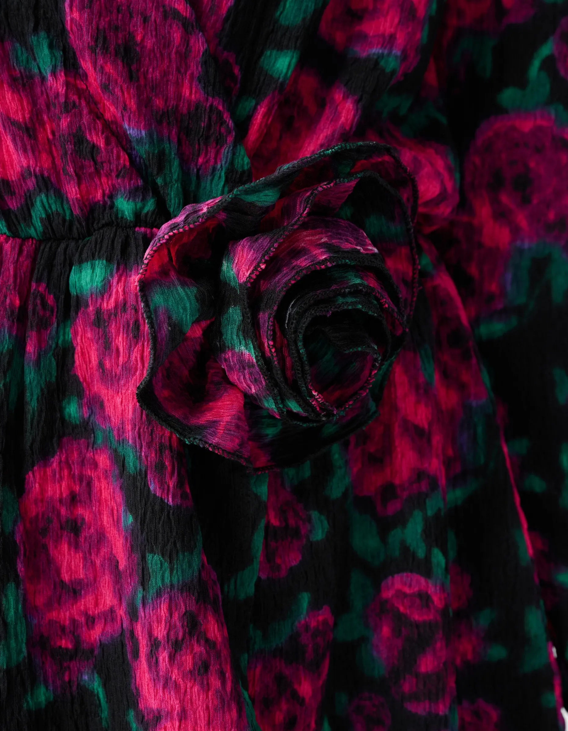 Printed Crinkle Jurk Zwart