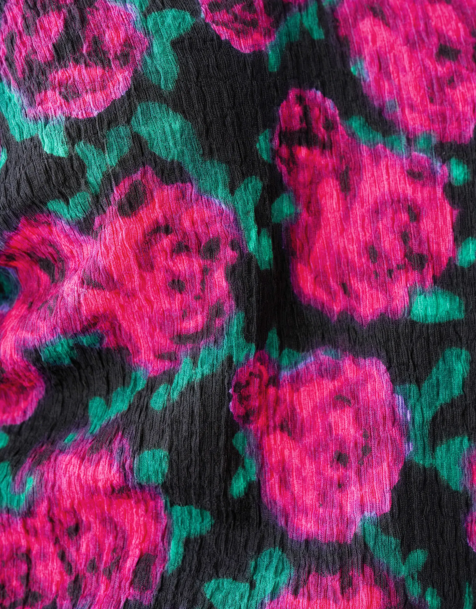 Printed Crinkle Top Zwart
