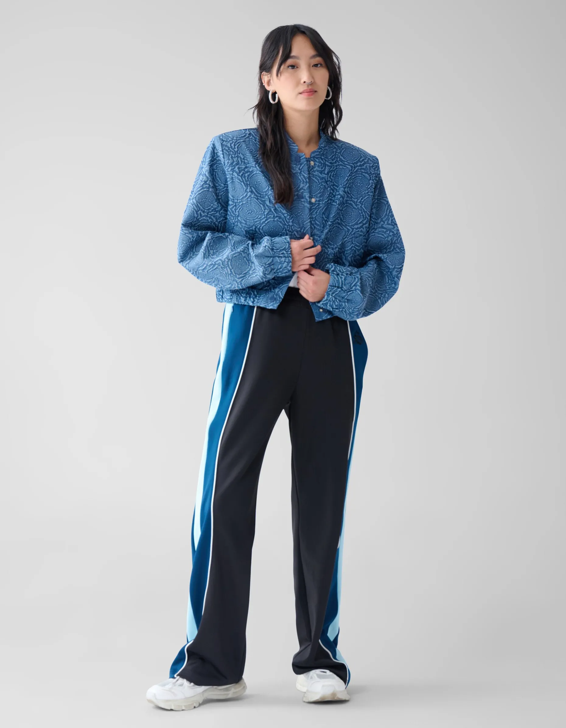 Printed Denim Bomber Donkerblauw