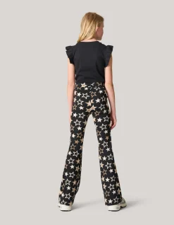 Printed Flared Legging Zwart