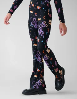 Printed Flared Legging Zwart
