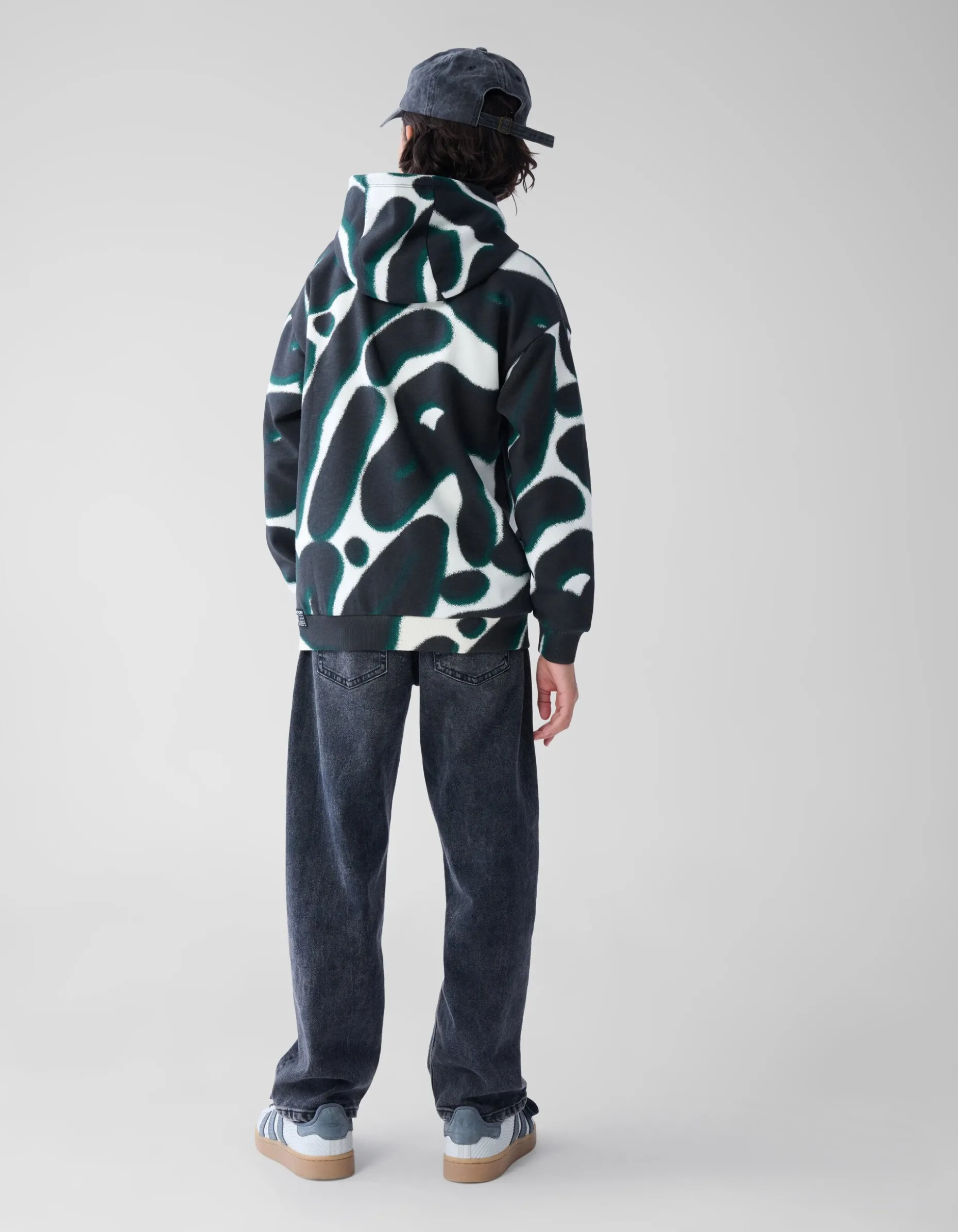 Printed Hoodie Zwart