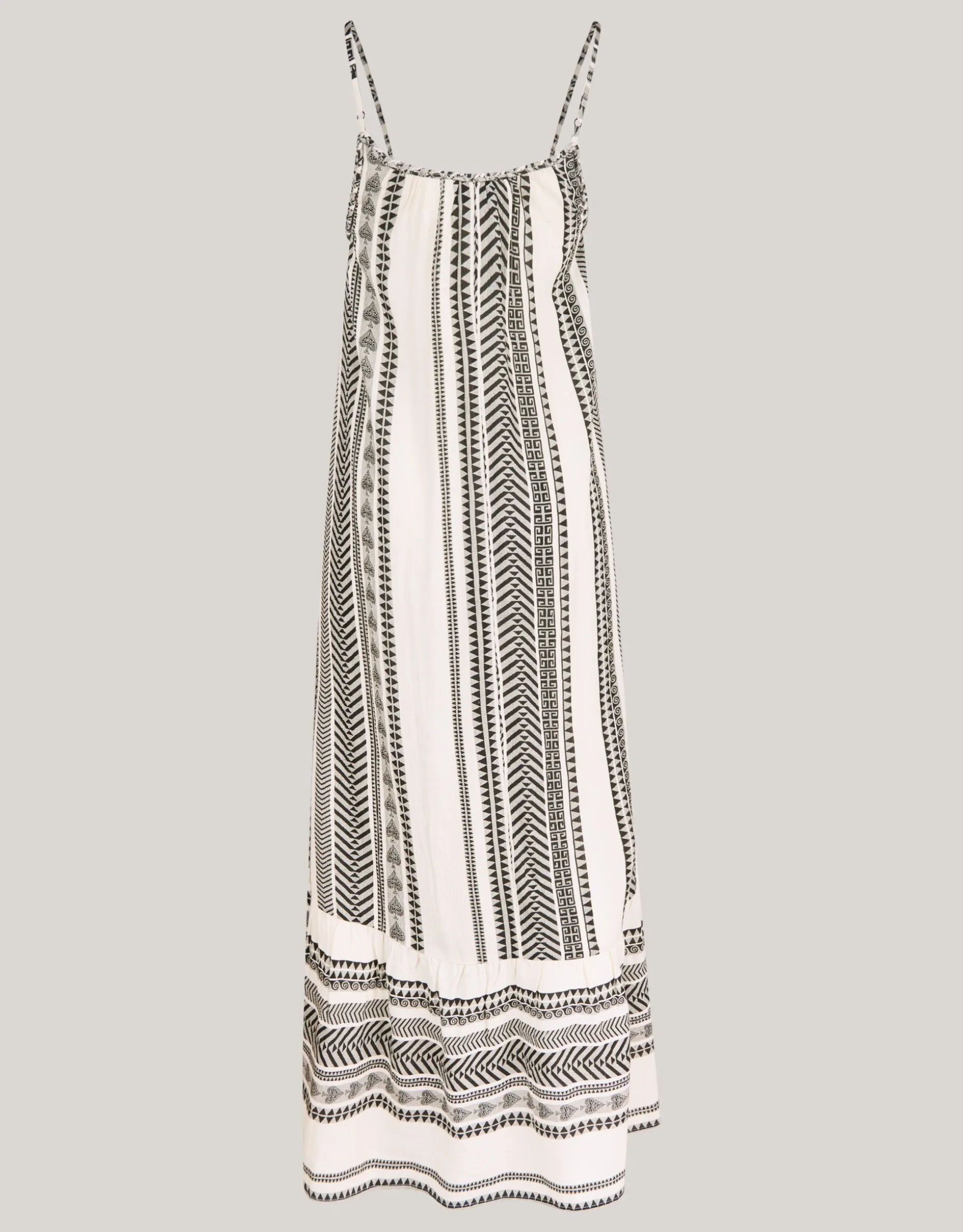 Printed Maxi Jurk Gebroken Wit/Zwart