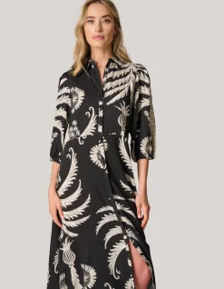 Printed Maxi Jurk Zwart/Wit