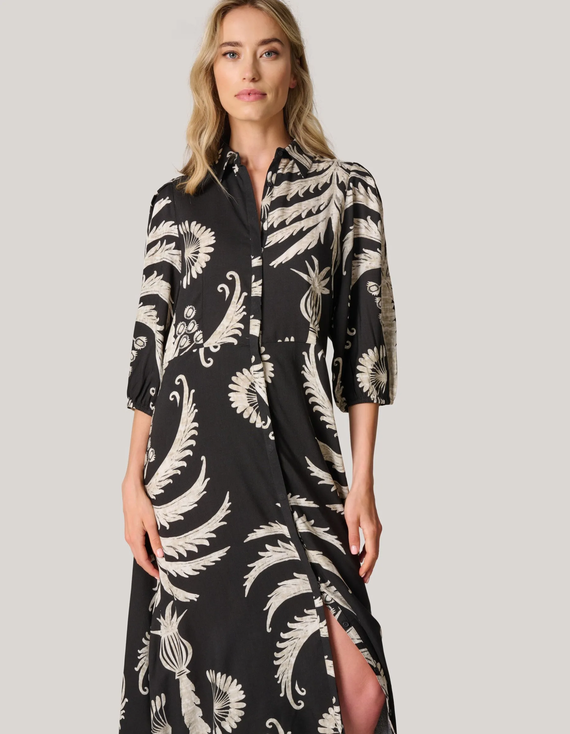Printed Maxi Jurk Zwart/Wit