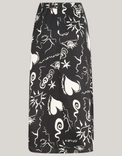 Printed Maxi Rok Zwart