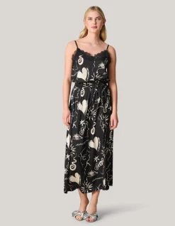 Printed Maxi Rok Zwart