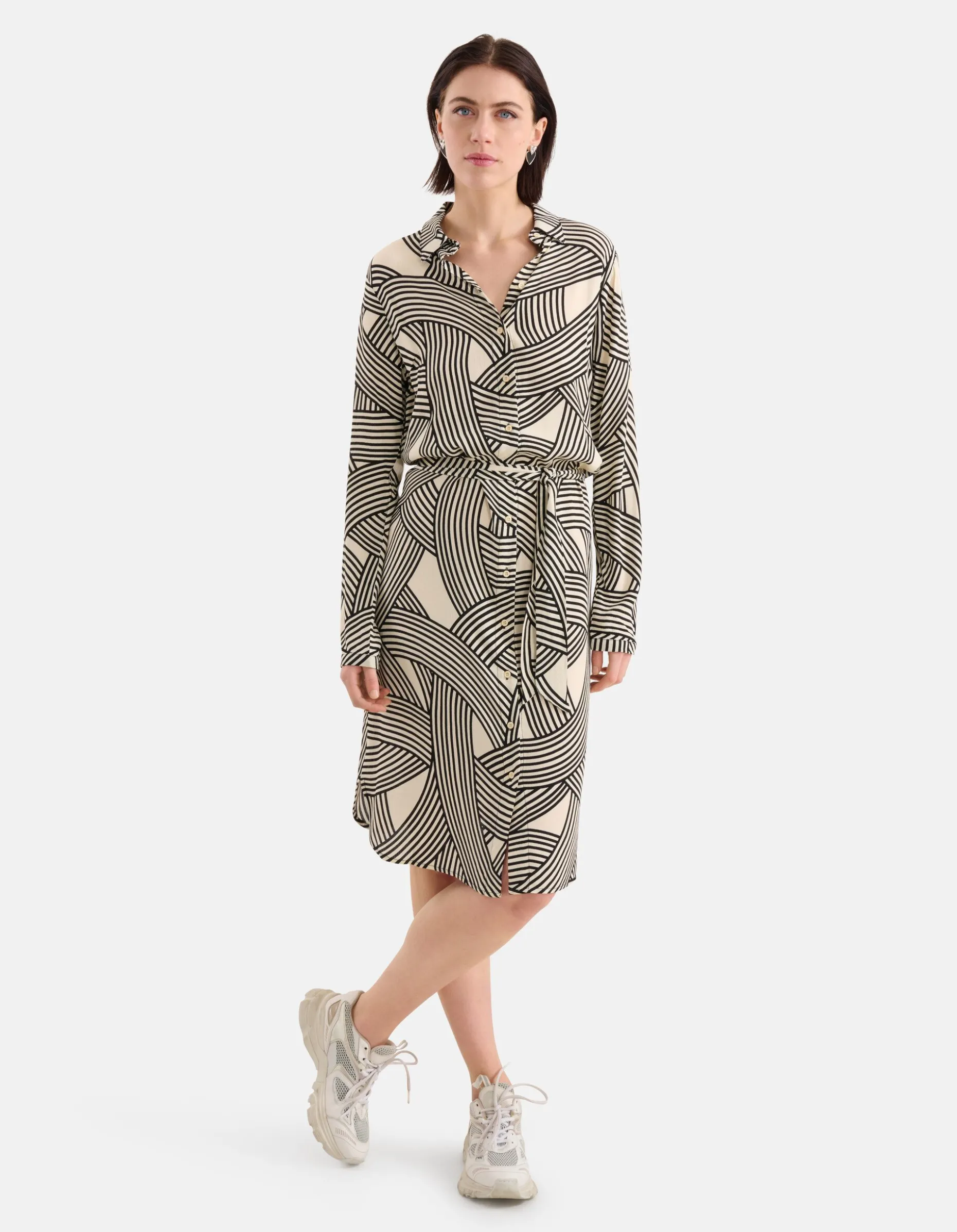 Printed Midi Jurk Gebroken Wit