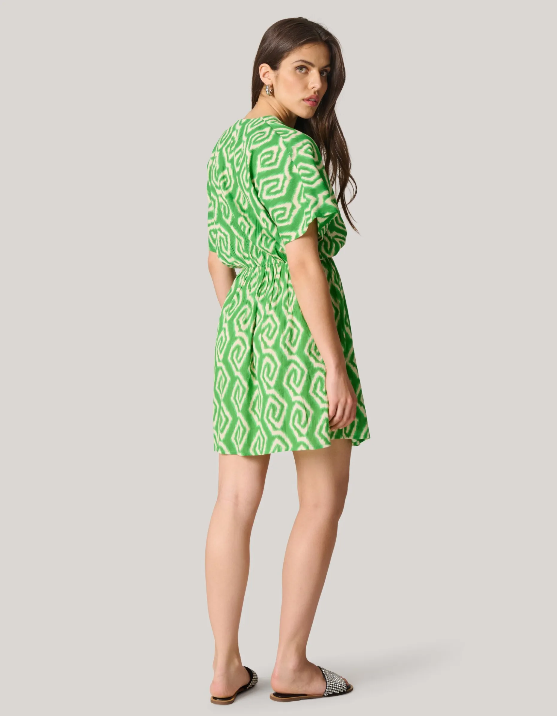 Printed Mini Jurk Groen