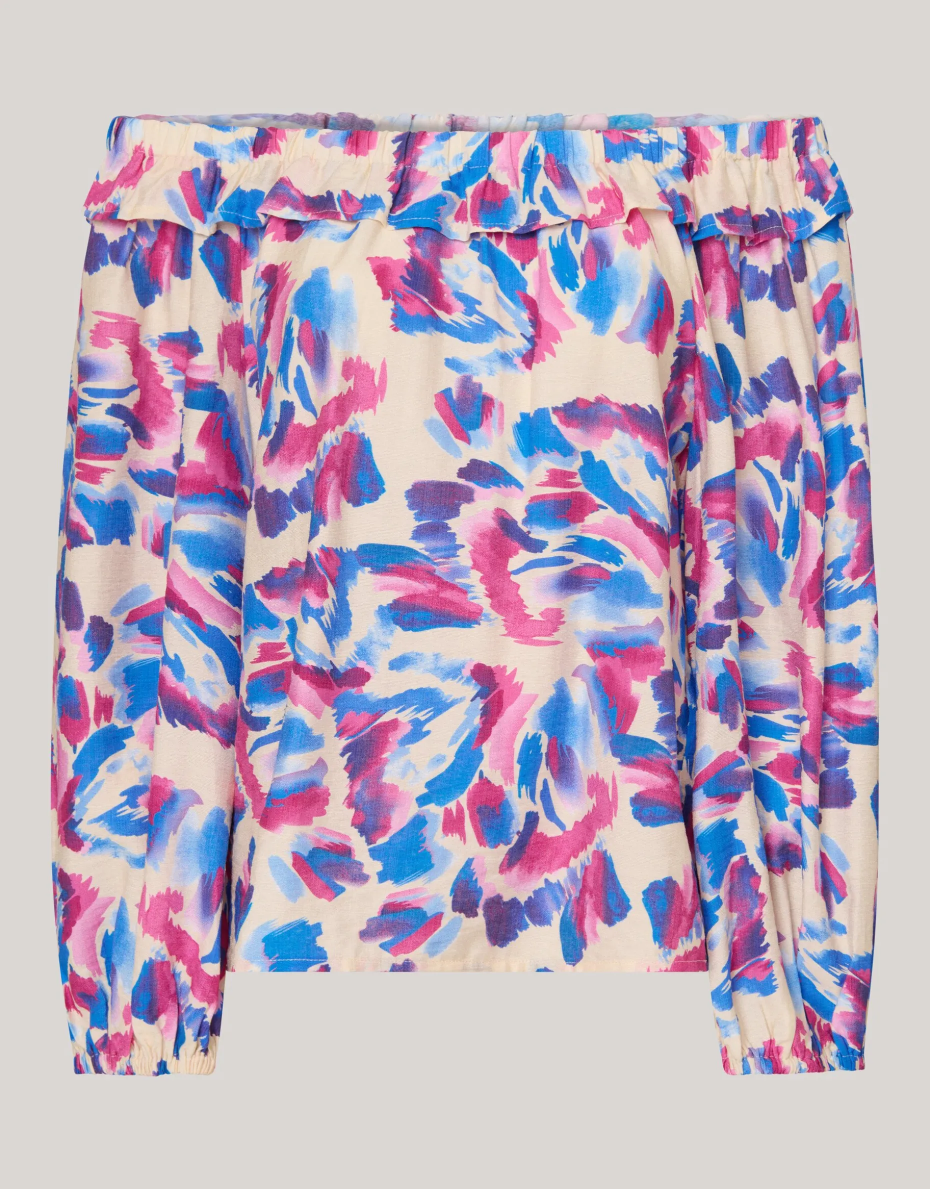 Printed Off Shoulder Top Gebroken Wit