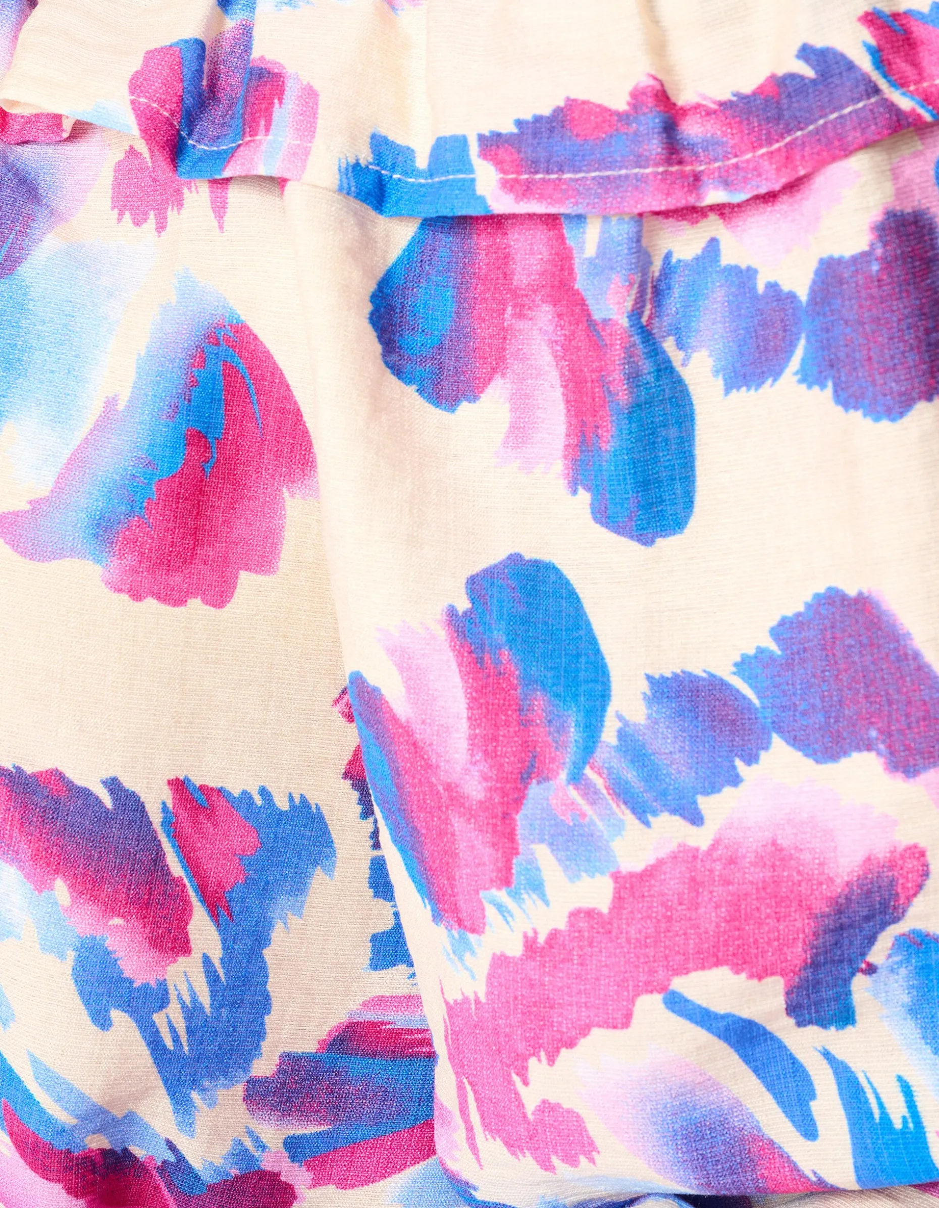 Printed Off Shoulder Top Gebroken Wit