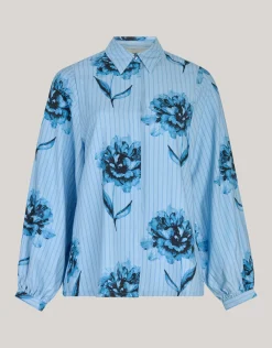 Printed Pinstripe Blouse Blauw By Mieke