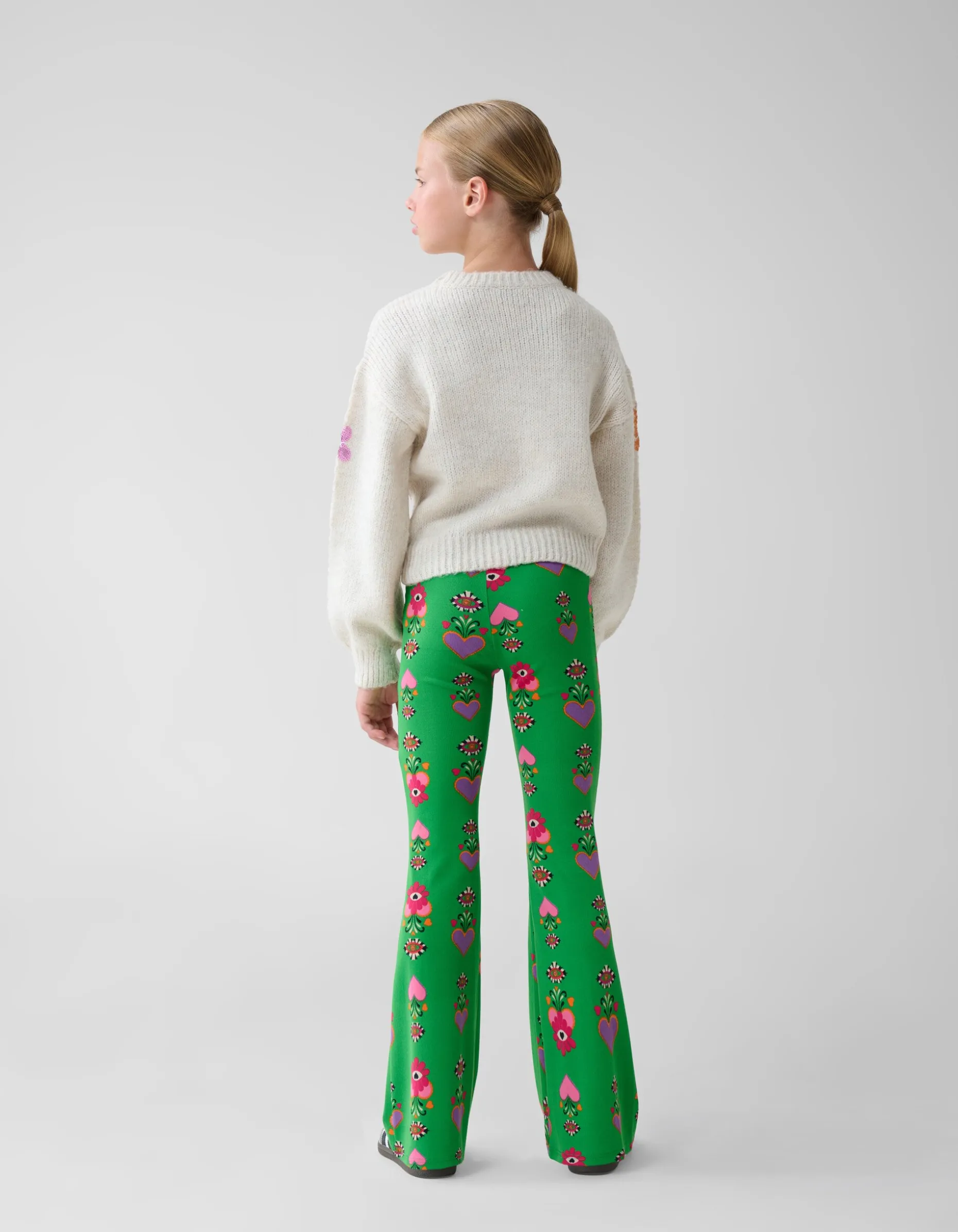 Printed Rib Flared Legging Groen By Lizzy