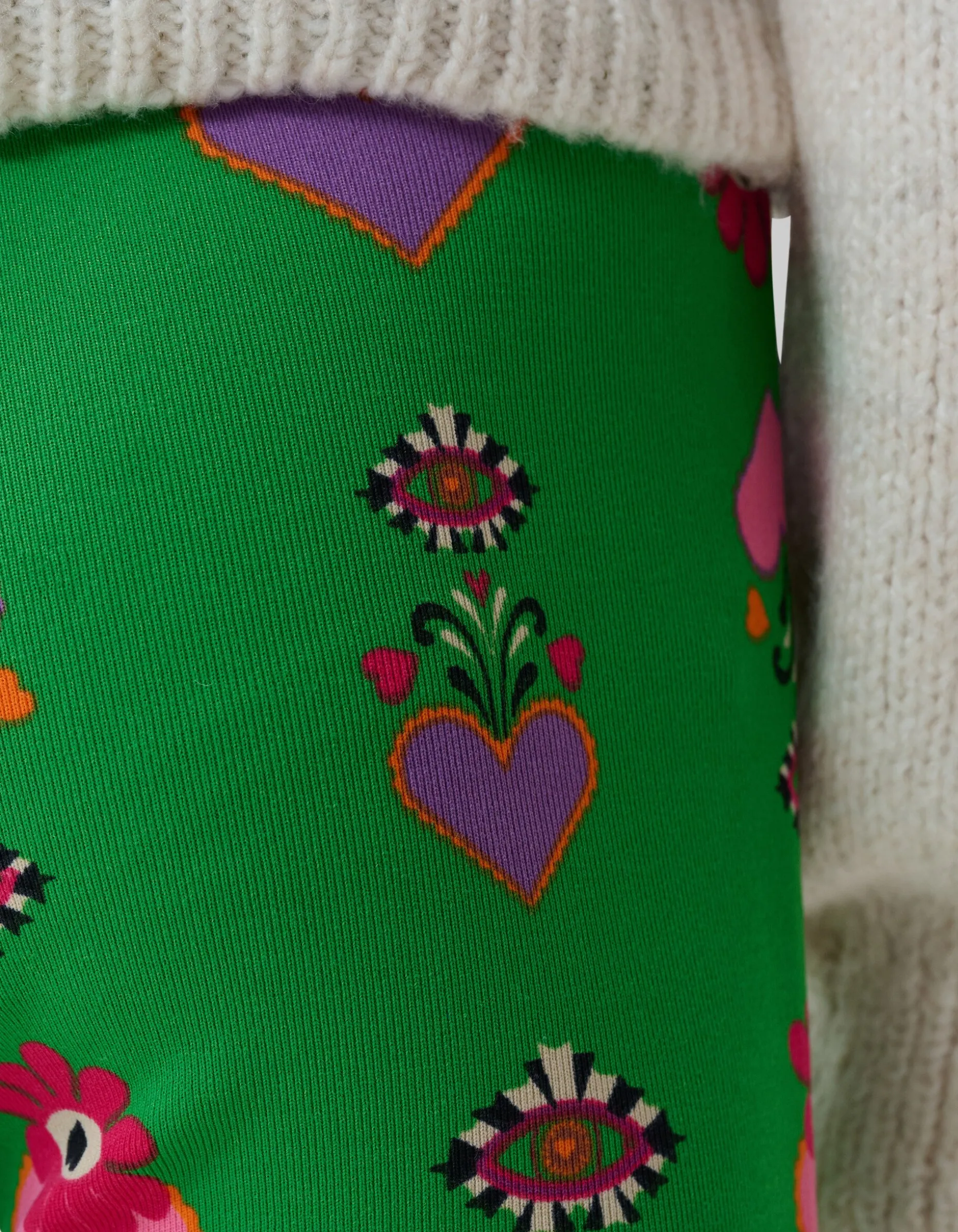 Printed Rib Flared Legging Groen By Lizzy