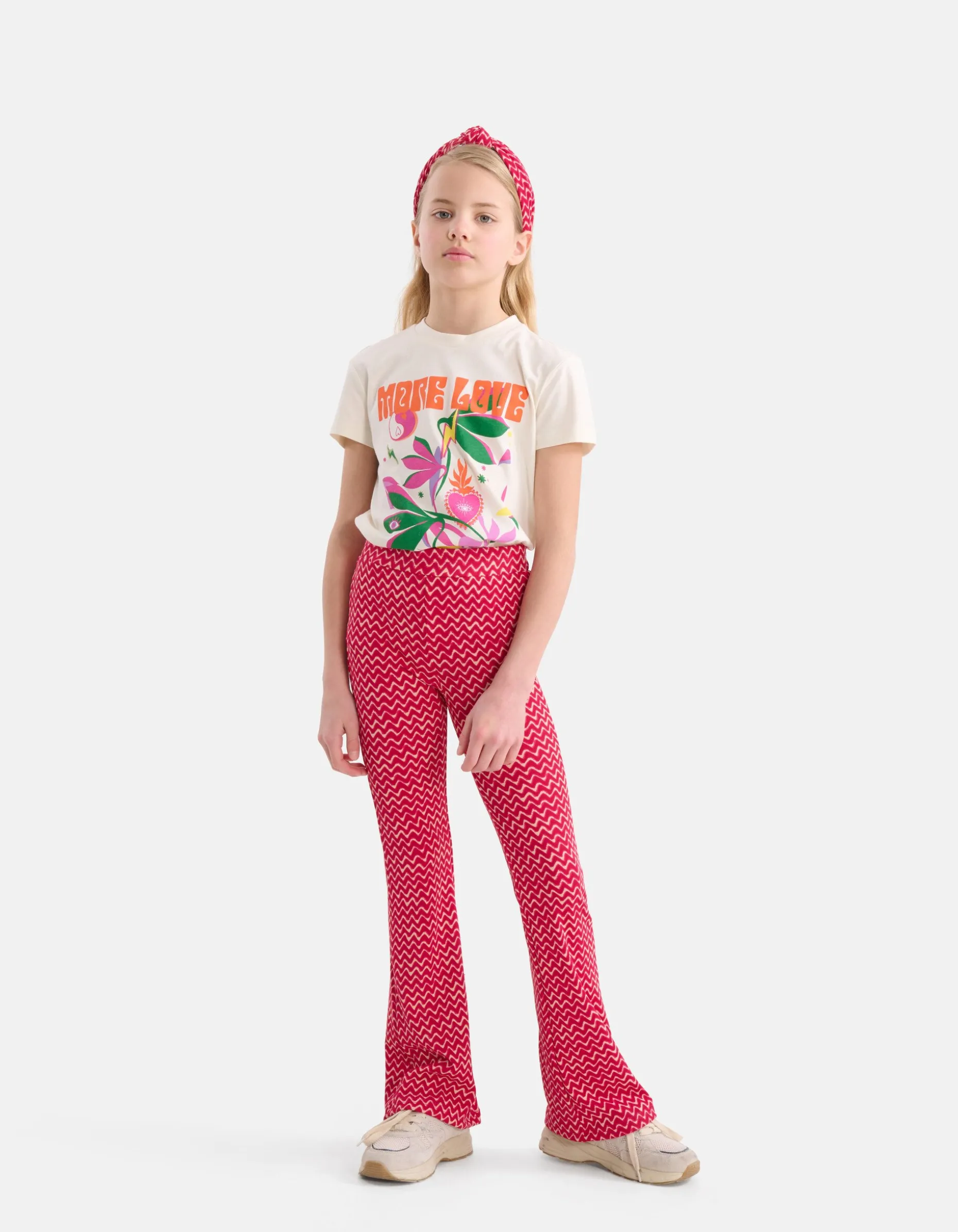 Printed Rib Flared Roze