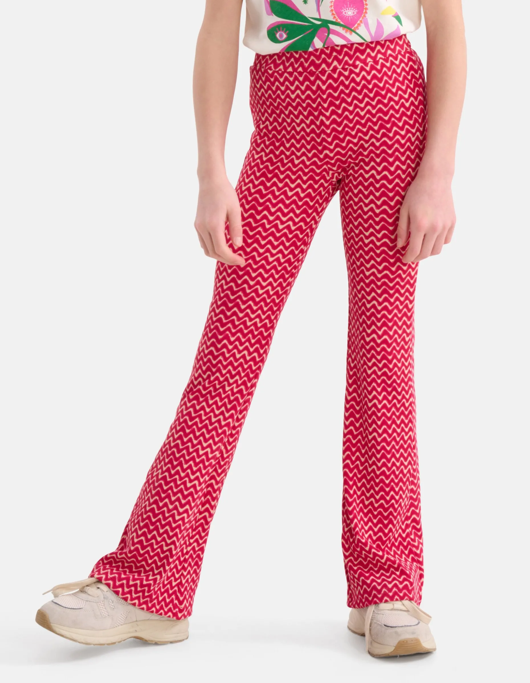 Printed Rib Flared Roze