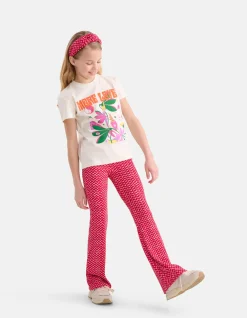 Printed Rib Flared Roze