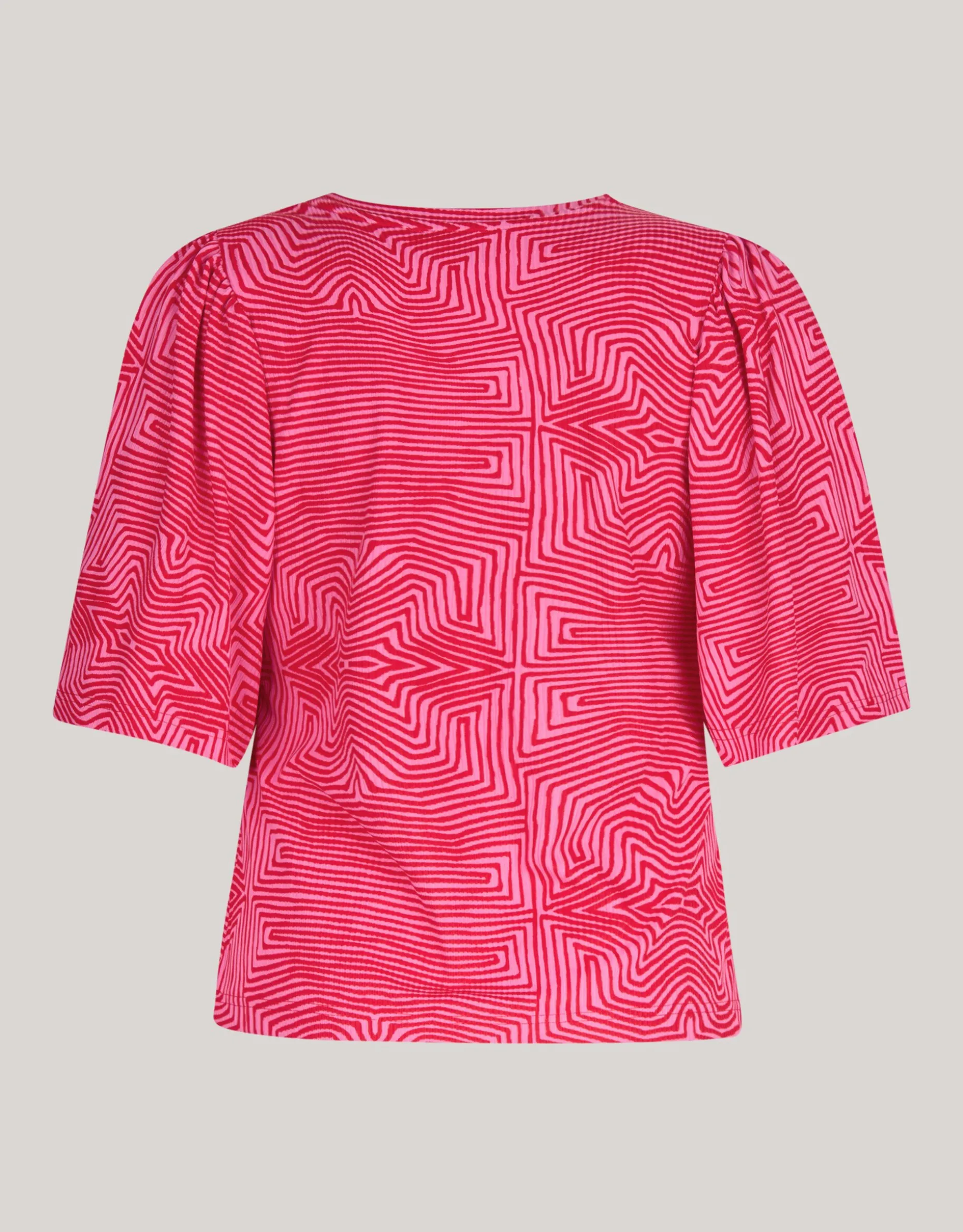 Printed Rib Jersey Ruffle Top Roze