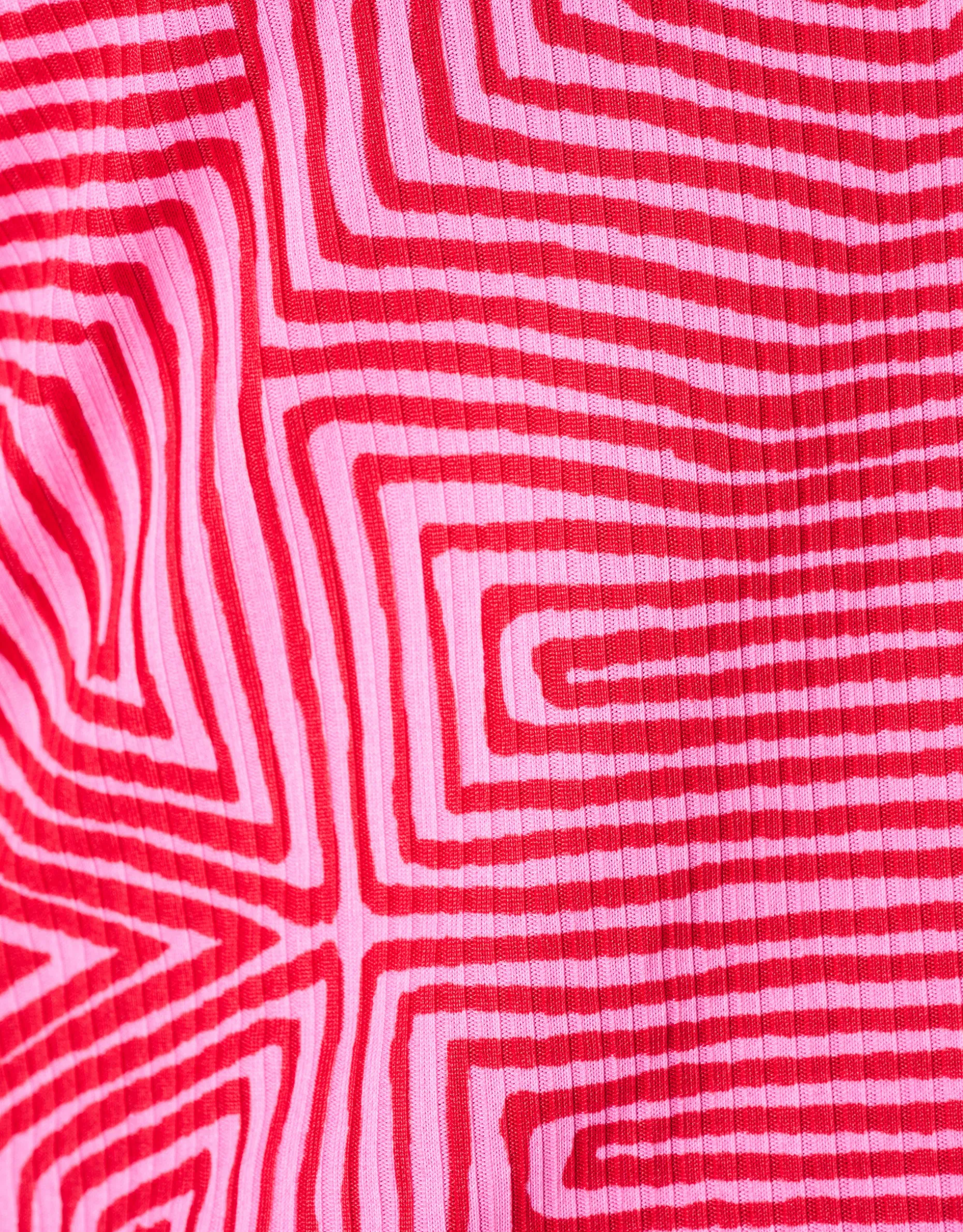 Printed Rib Jersey Ruffle Top Roze