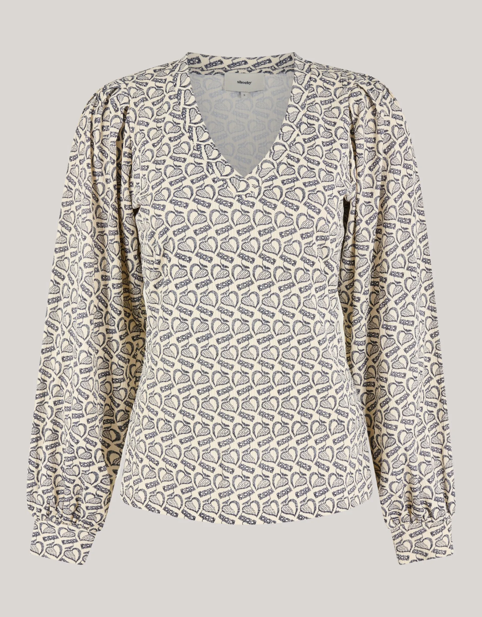 Printed Rib Jersey Top Gebroken Wit