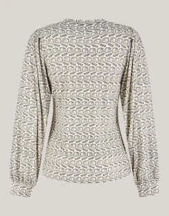 Printed Rib Jersey Top Gebroken Wit