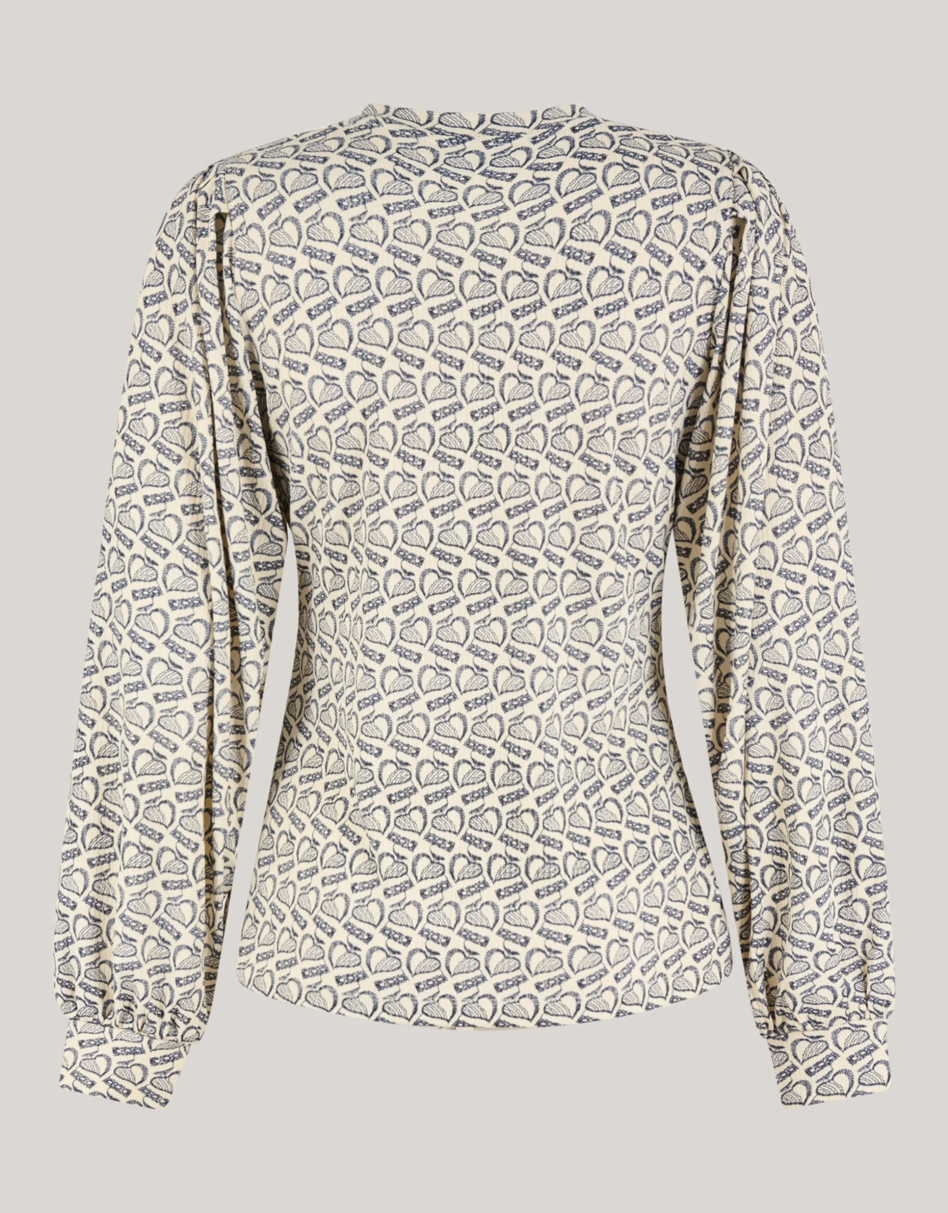 Printed Rib Jersey Top Gebroken Wit