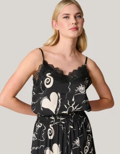 Printed Singlet Zwart