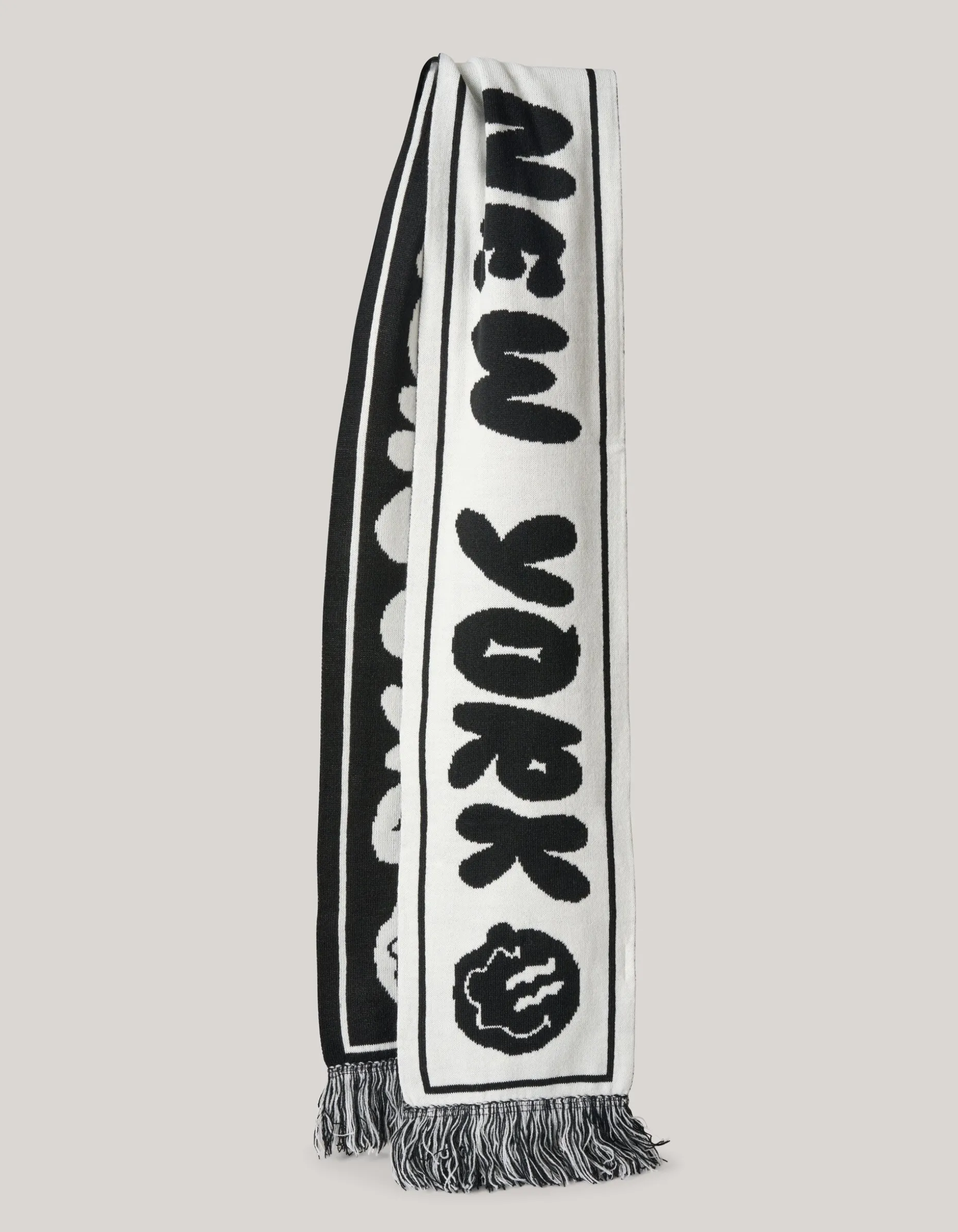 Printed Sjaal Zwart/Wit