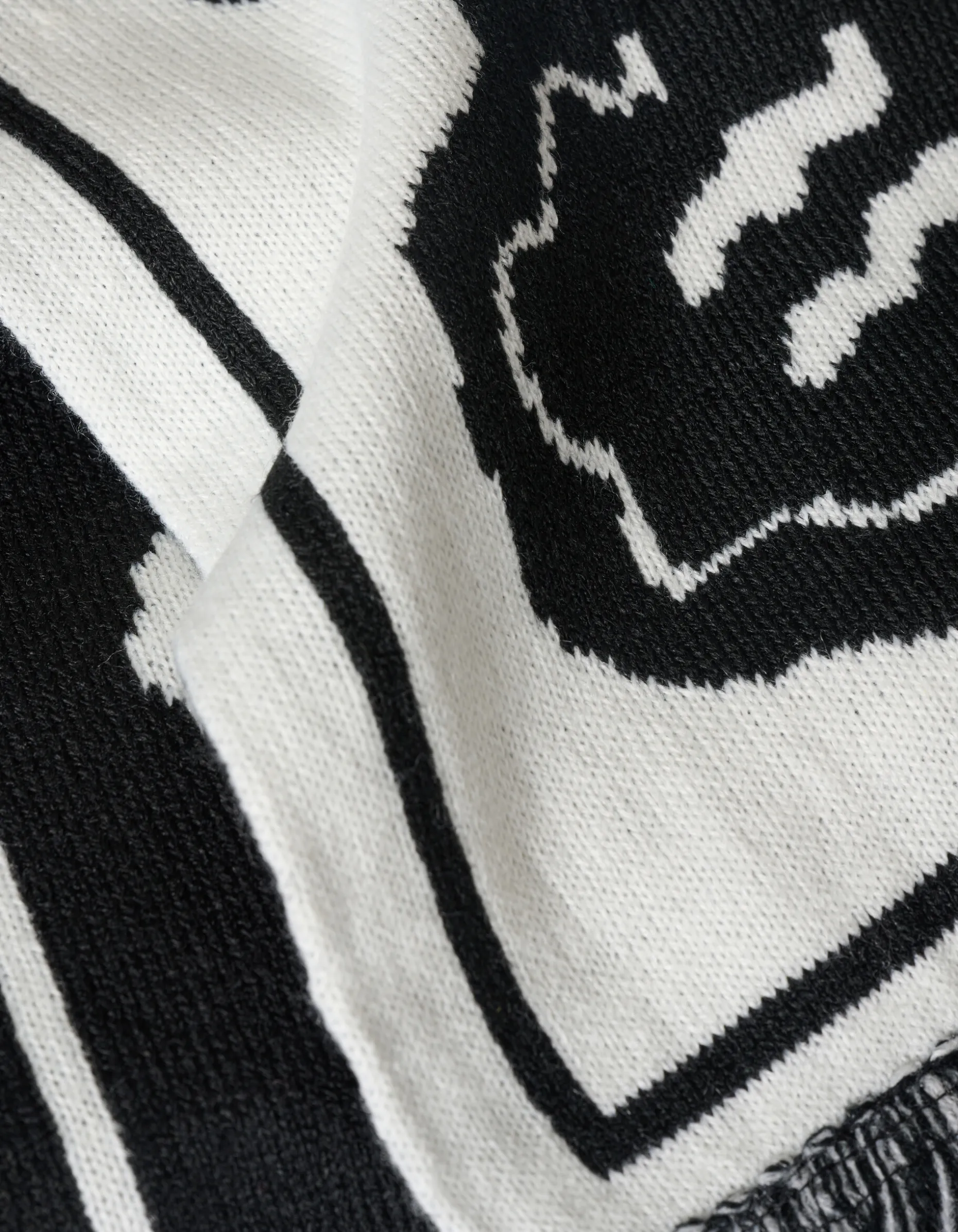 Printed Sjaal Zwart/Wit