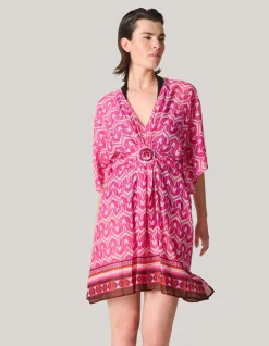 Printed Strand Kaftan Roze