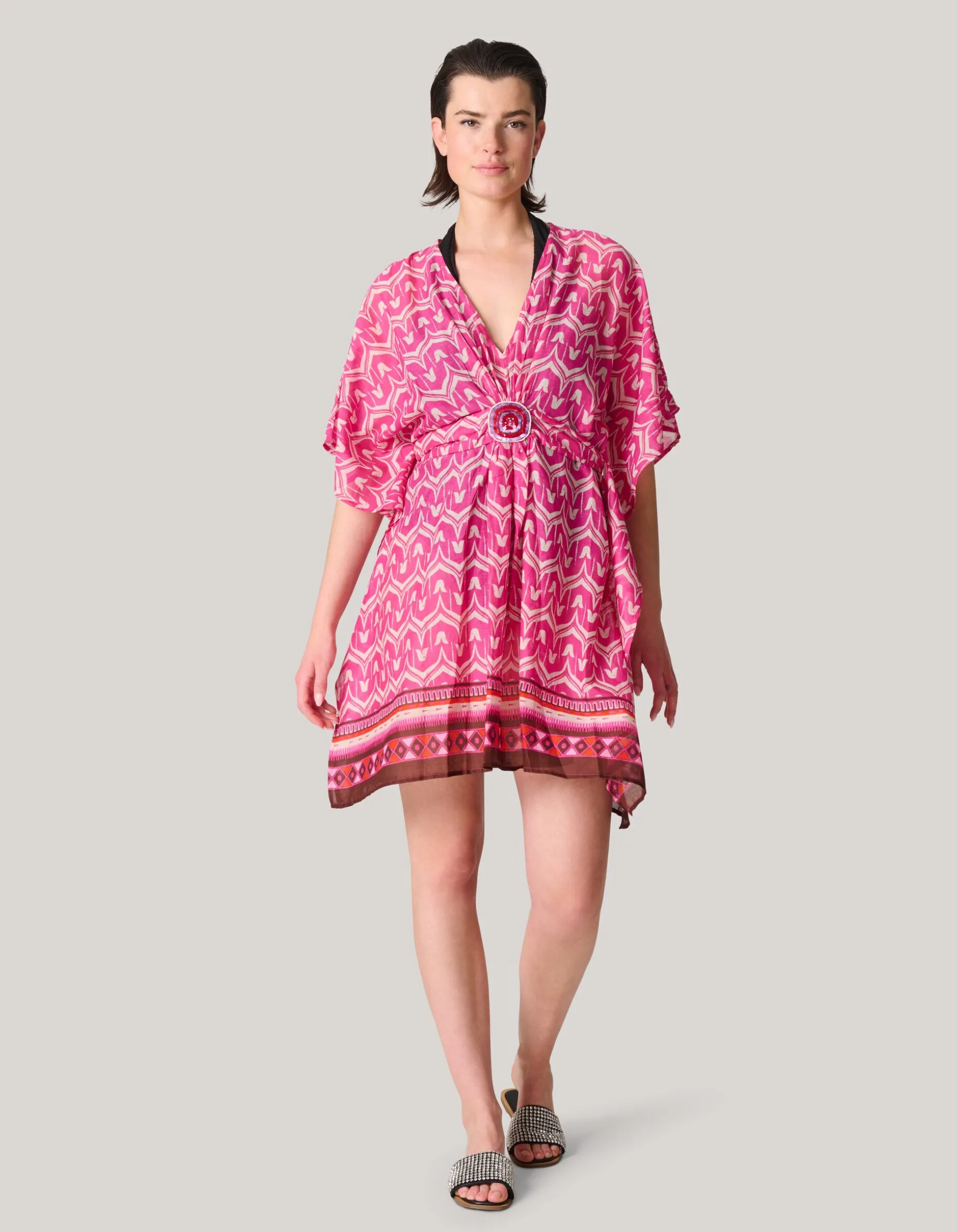 Printed Strand Kaftan Roze