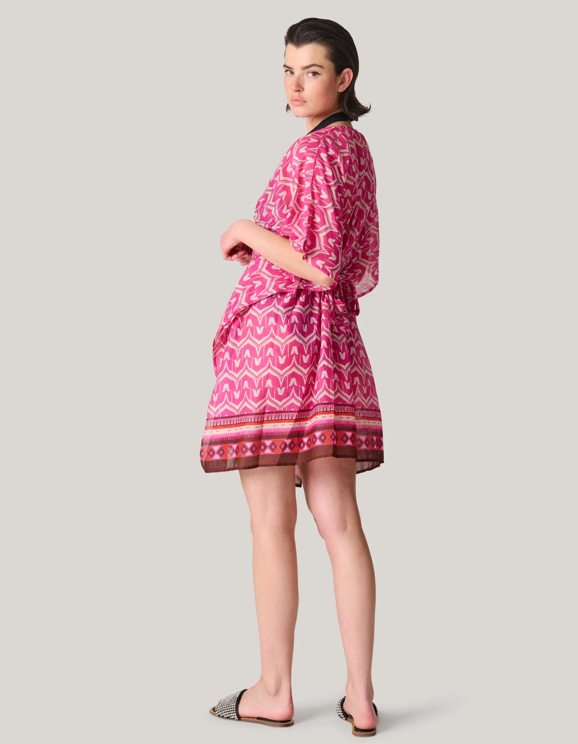 Printed Strand Kaftan Roze