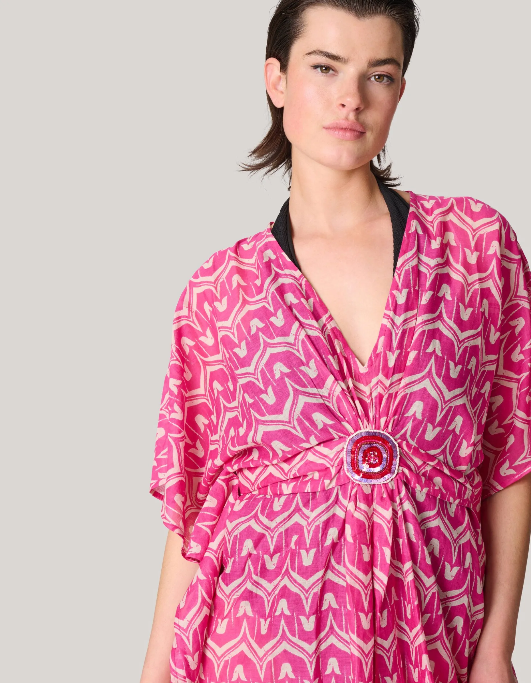 Printed Strand Kaftan Roze