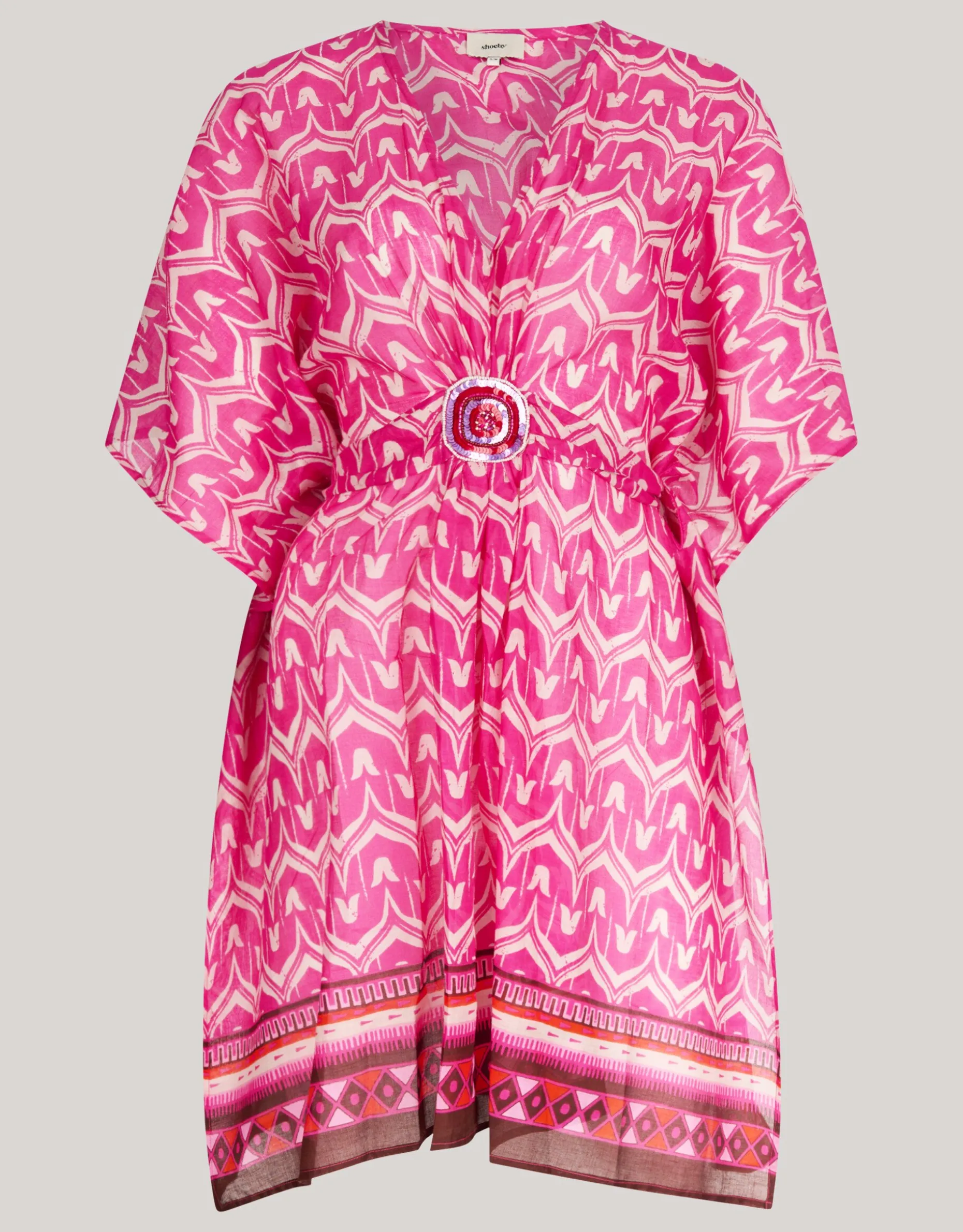 Printed Strand Kaftan Roze