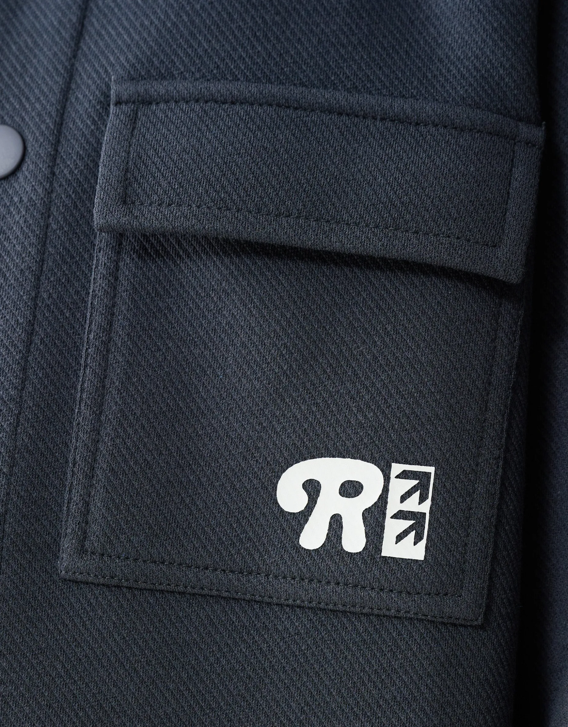 Printed Structuur Overshirt Donkergrijs