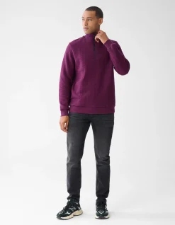 Quilted Zipper Sweater Donkerrood