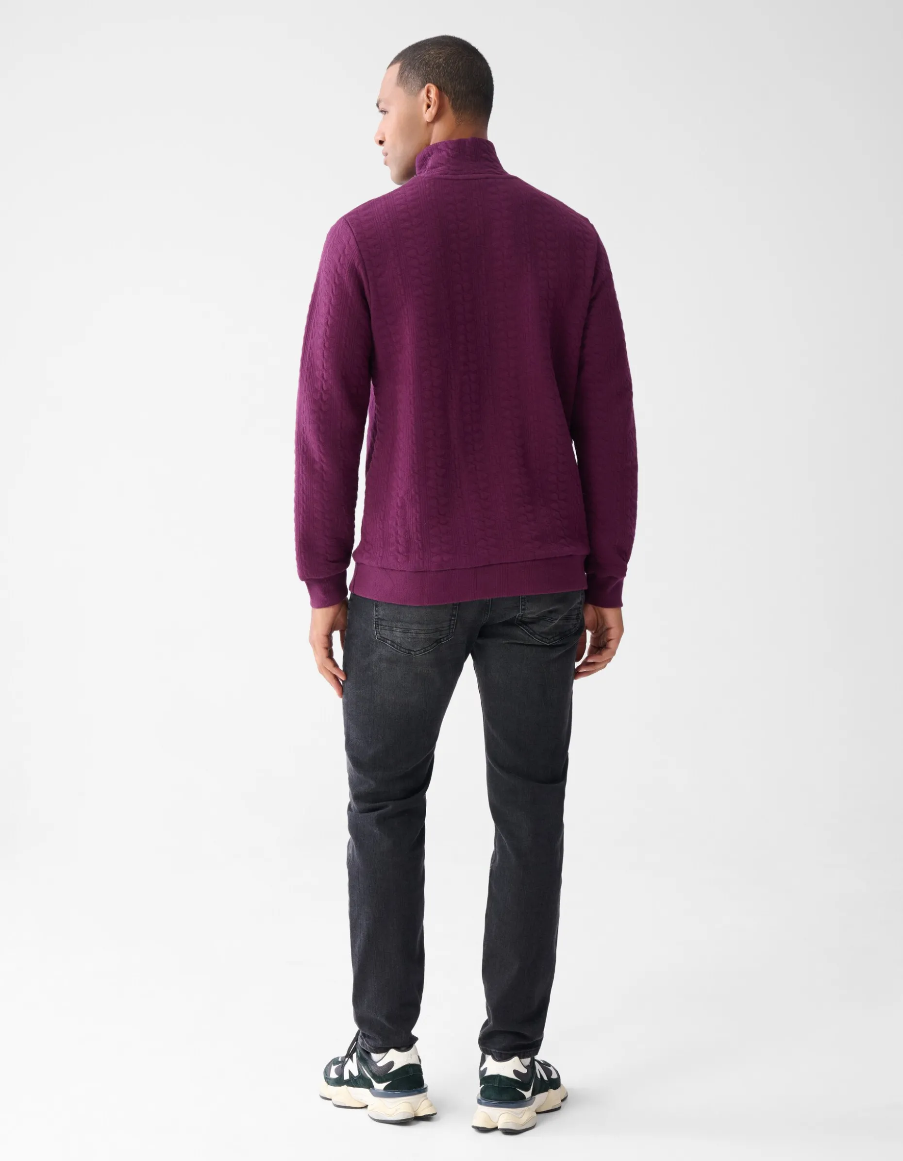 Quilted Zipper Sweater Donkerrood