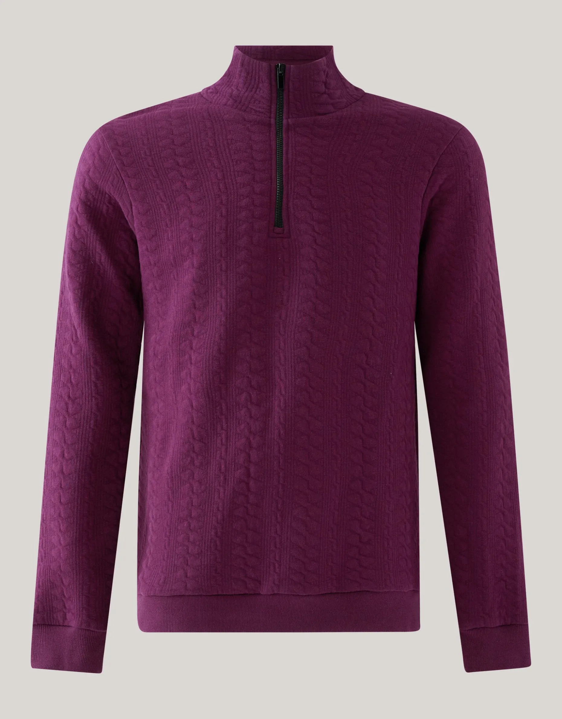 Quilted Zipper Sweater Donkerrood