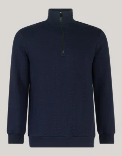 Quilted Zipper Trui Donkerblauw