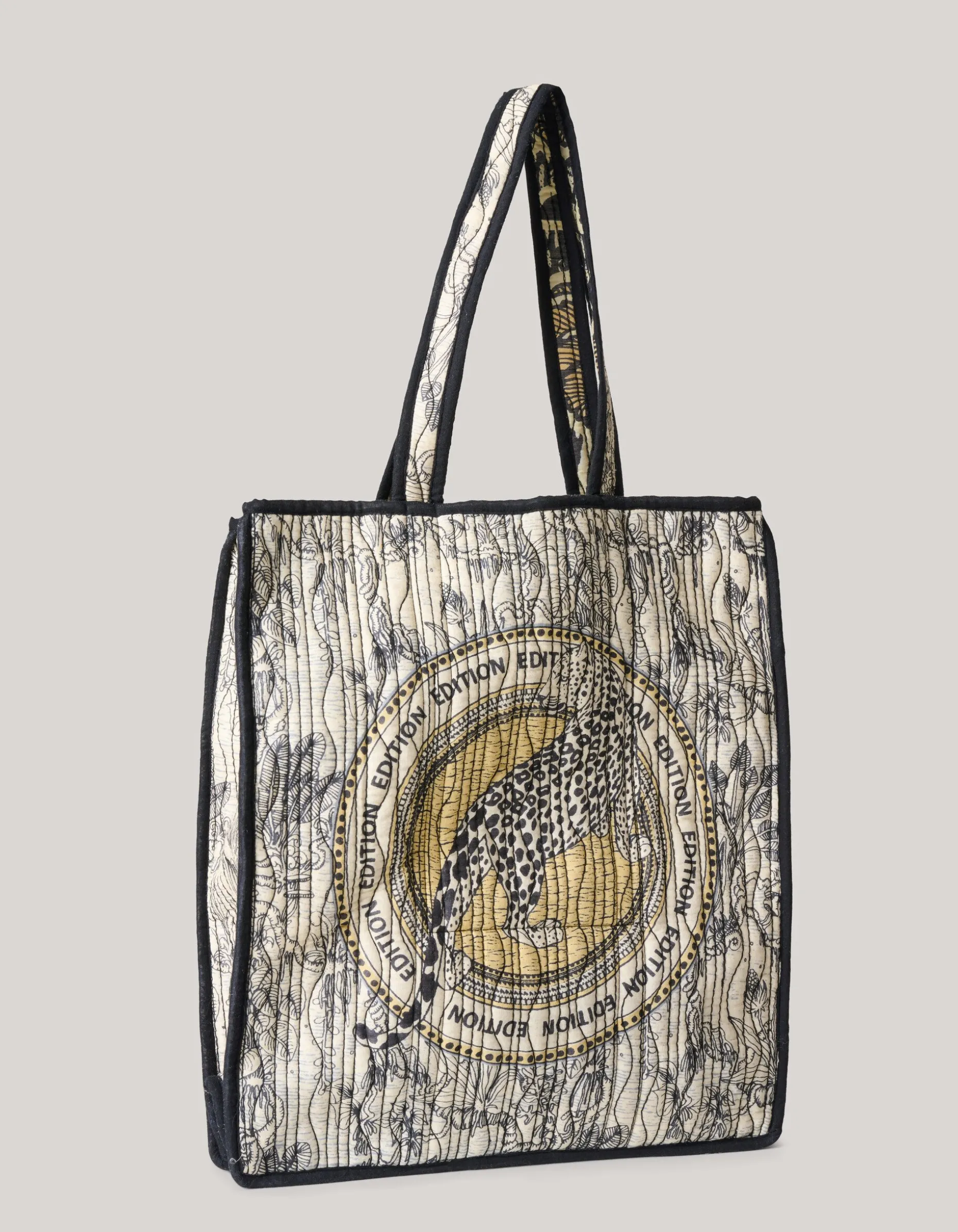 Reversible Printed Shopper Gebroken Wit/Zwart