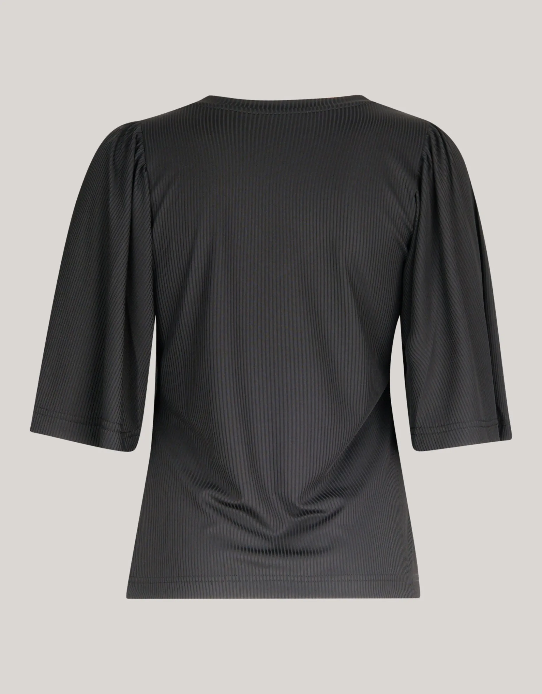 Rib Jersey Ruffle Top Zwart