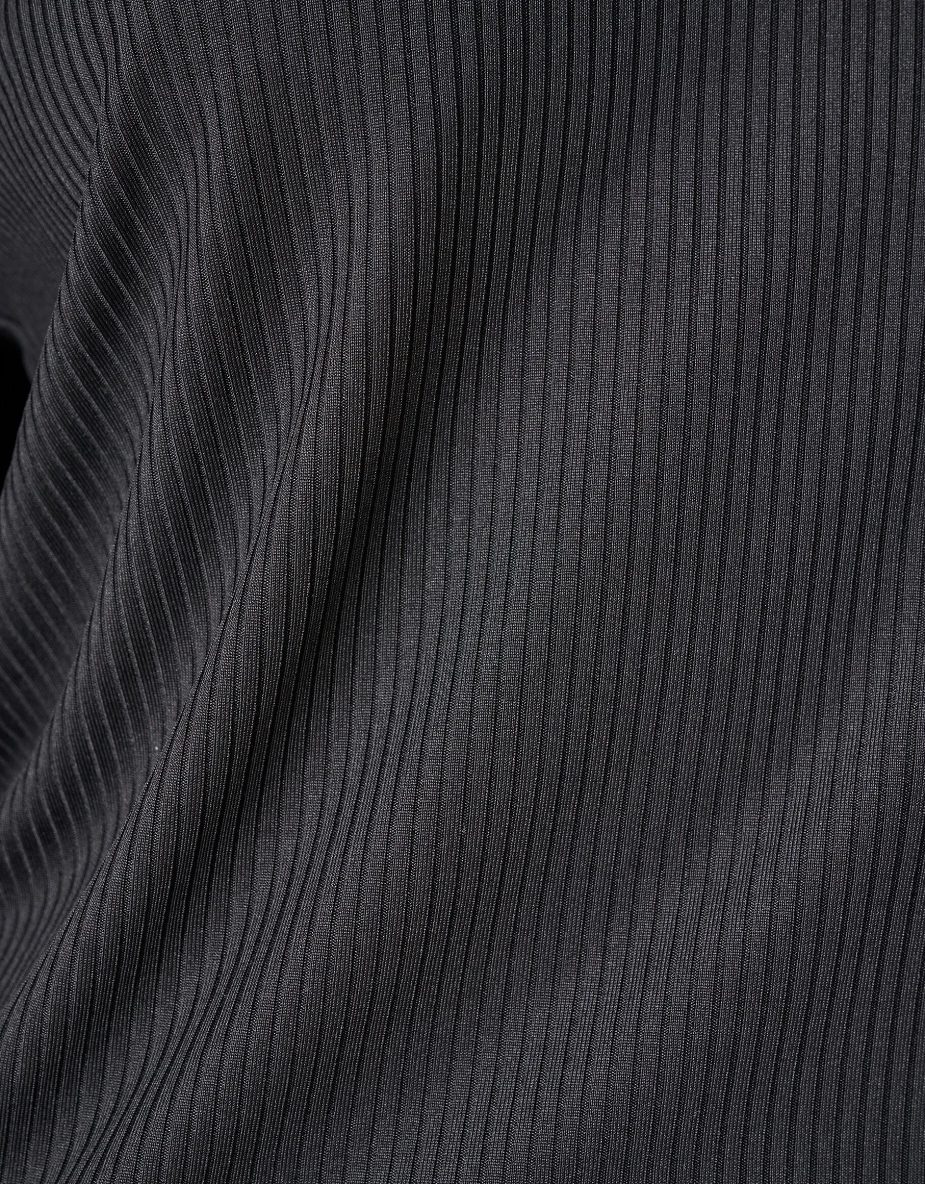 Rib Jersey Ruffle Top Zwart