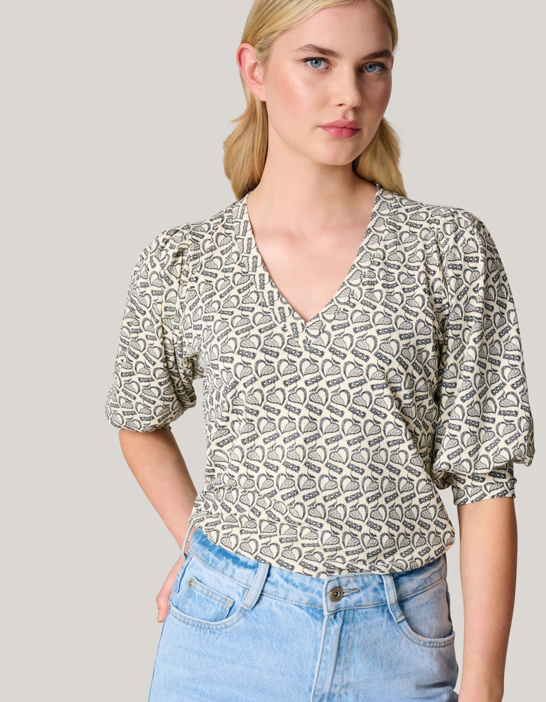 Rib Jersey Top Gebroken Wit